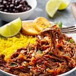 Ropa vieja, flank steak dish with rice